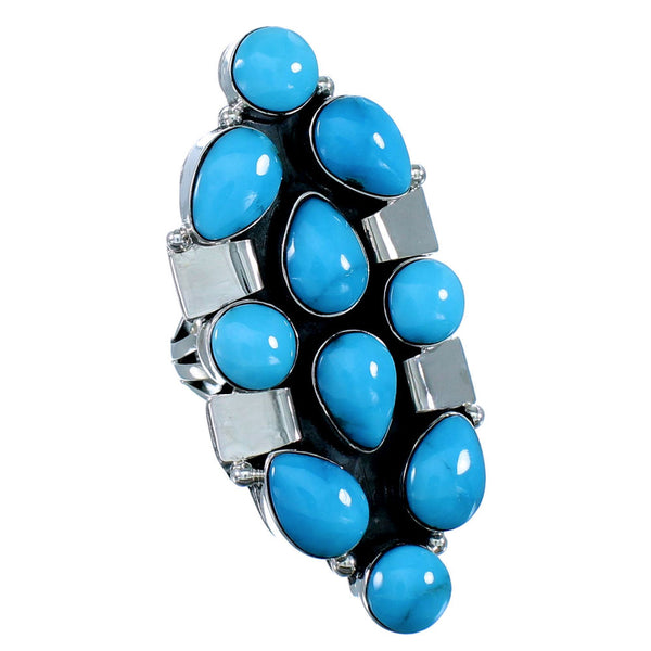 American Indian Turquoise Sterling Silver Ring Size 5-1/2 RX110623